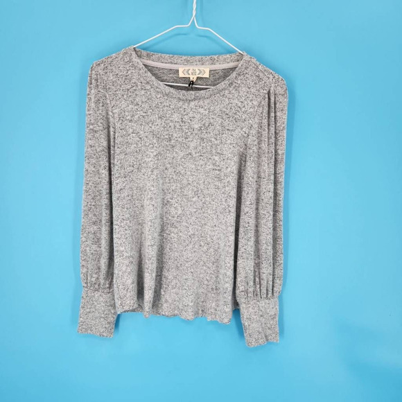 Pink Rose Womens Pullover Sweater Gray Marled Long Sleeve Scoop Neck M - Picture 1 of 8
